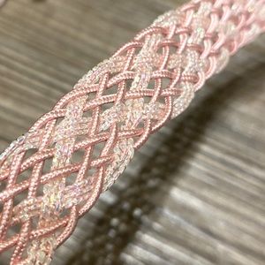 NEW WITH TAG 100% Silk Kimono Obi tie himo 帯紐 Light Pink Glitter Kyoto Japan